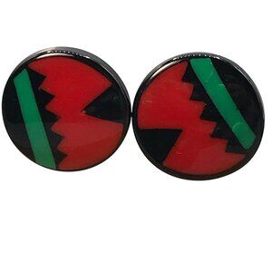 Cased Lucite Inlay Earrings, Vintage Resin with Abstract Modernist Design